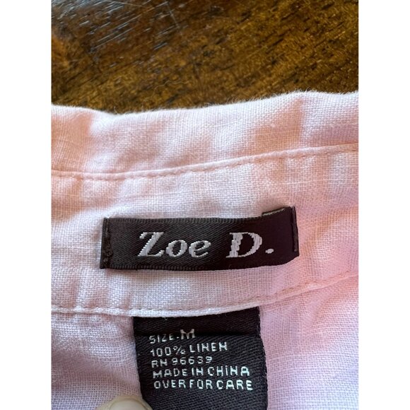 Zoe D. Pink 100% Linen 3/4 Sleeve Button Down Shirt Women's Medium - Picture 6 of 9